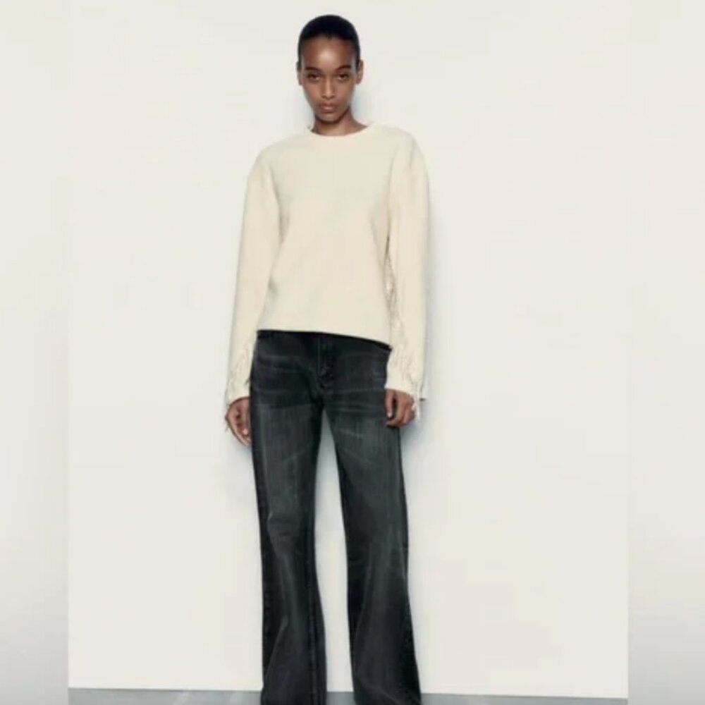 Zara RHINESTONE SOFT SWEATSHIRT